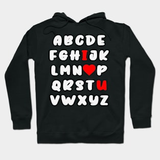 Alphabet ABC I Love U Valentines Day English Teachers Heart Hoodie